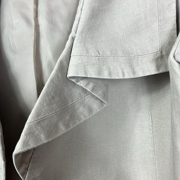 August Silk linen open face lined long sleeve blazer Sz L Taupe - Picture 7 of 9